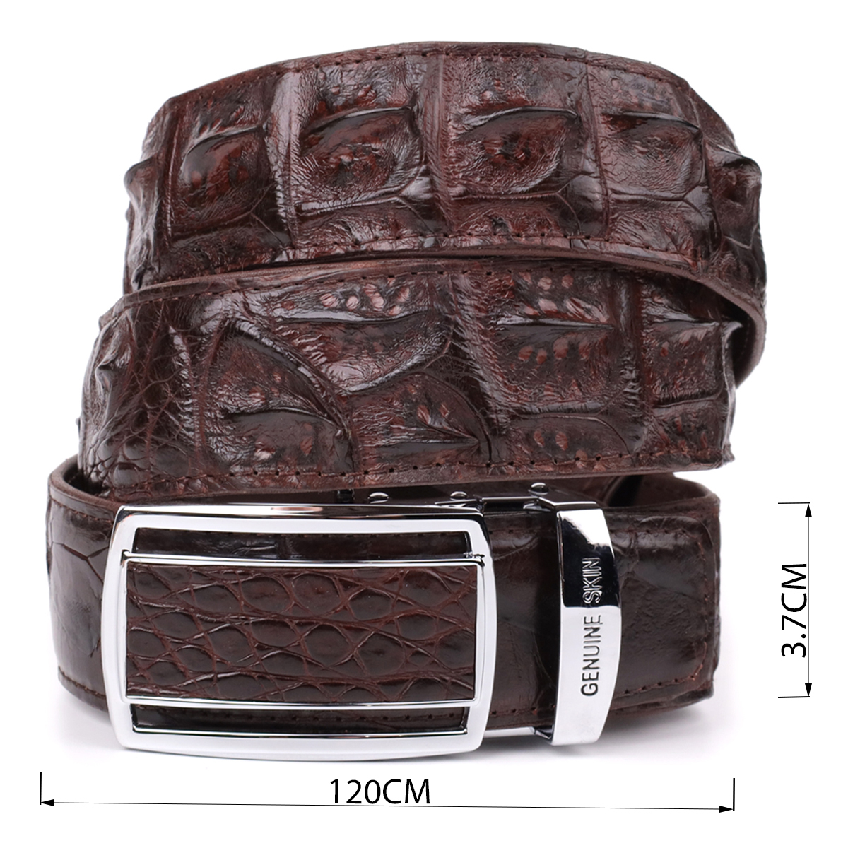 Ремень мужской кожаный Crocodile Leather 18235 коричневый фото4