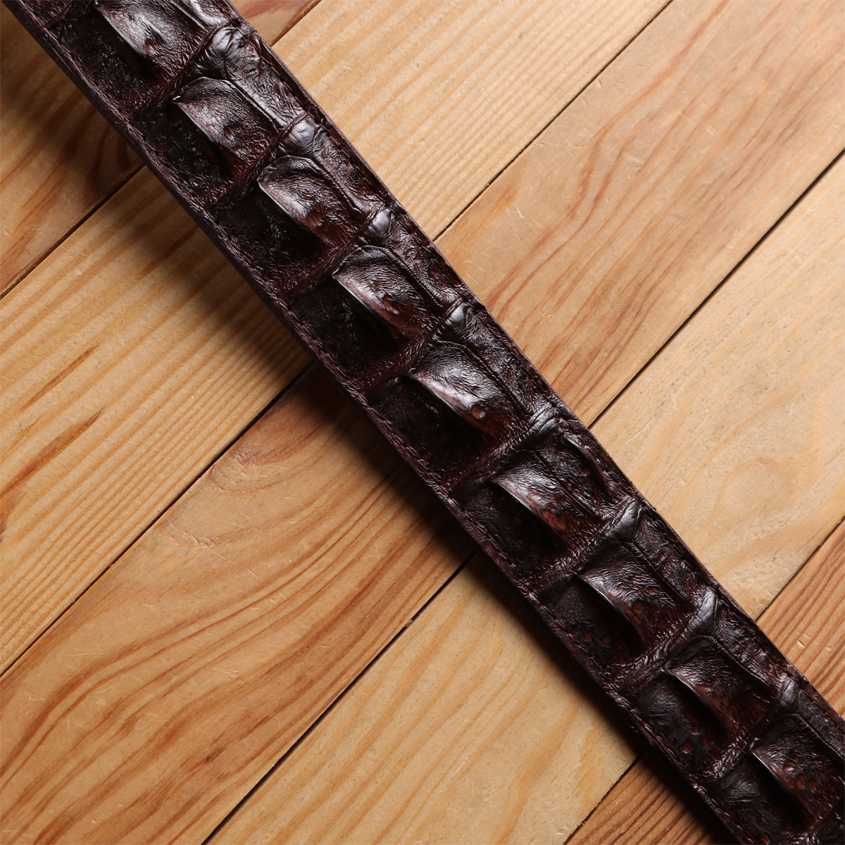 Ремень мужской кожаный Crocodile Leather 18235 коричневый фото11