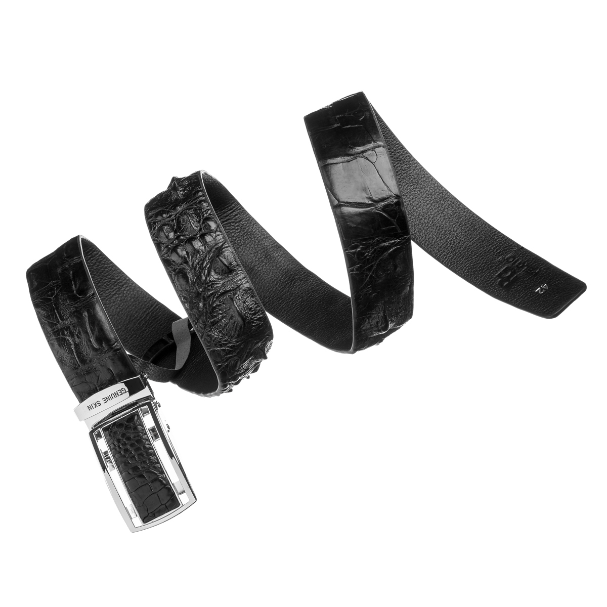 Ремень мужской кожаный Crocodile Leather 18239 черный фото7