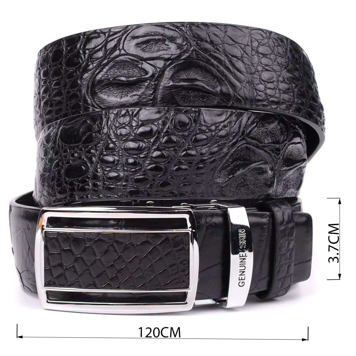 Ремень мужской кожаный Crocodile Leather 18239 черный фото8