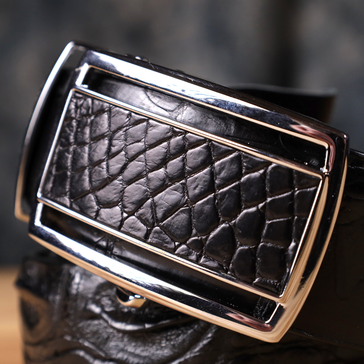 Ремень мужской кожаный Crocodile Leather 18239 черный фото16