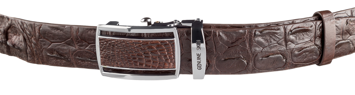 Ремень мужской кожаный Crocodile Leather 18240 коричневый фото4
