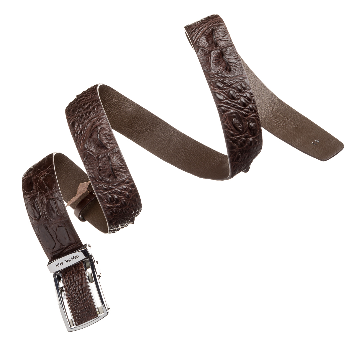 Ремень мужской кожаный Crocodile Leather 18240 коричневый фото3