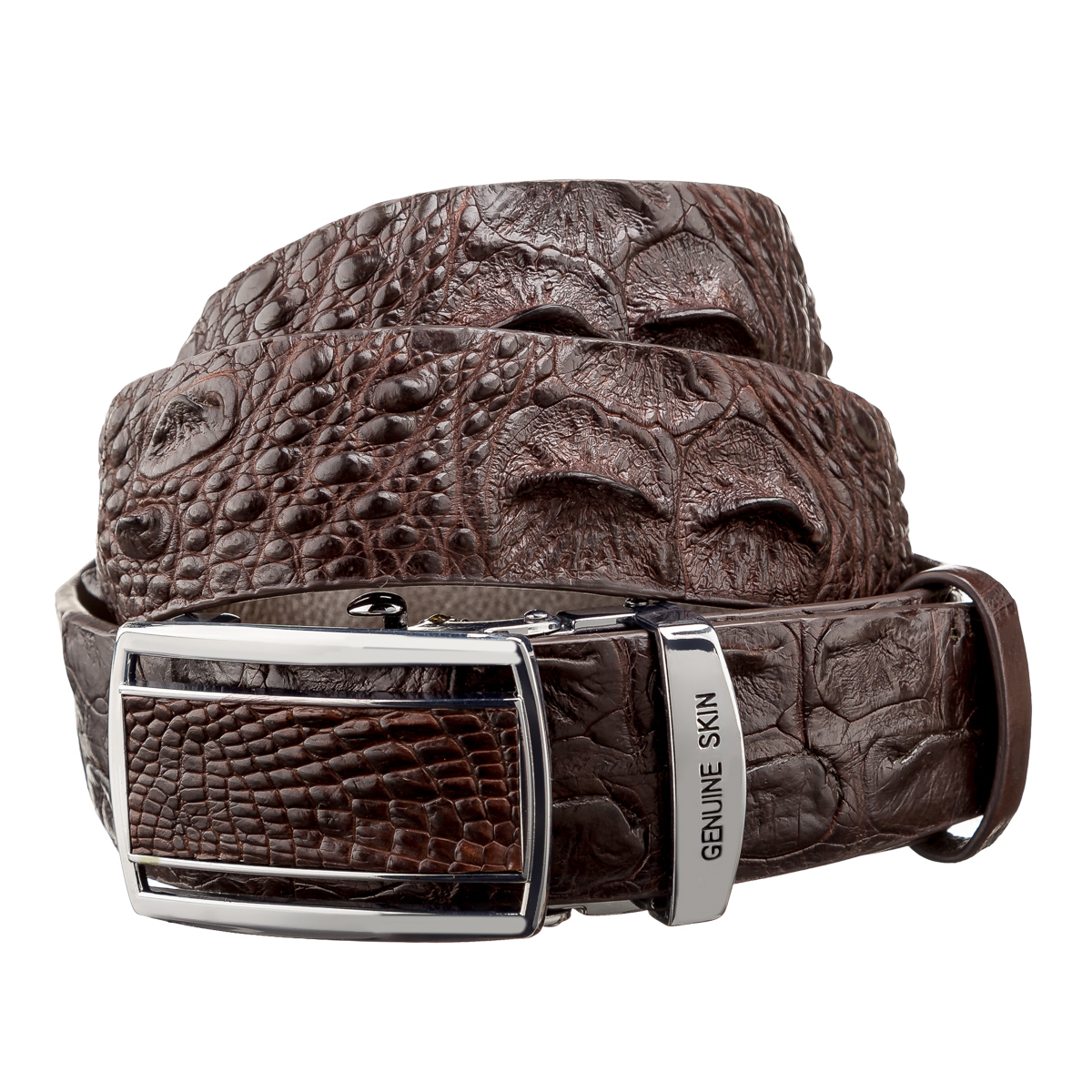 Ремень мужской кожаный Crocodile Leather 18240 коричневый фото2