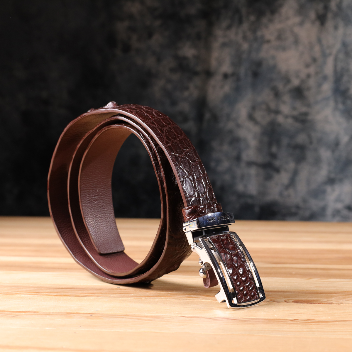 Ремень мужской кожаный Crocodile Leather 18240 коричневый фото14