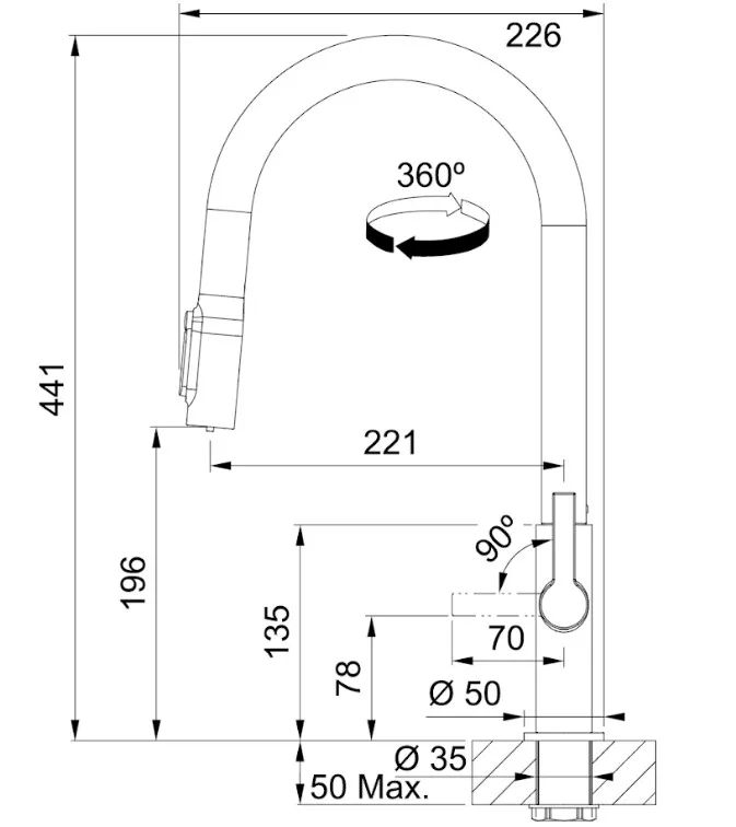 Смеситель для кухни Franke Maris Slim J Clear Water, дл.излива - 211 мм (120.0736.603) фото 