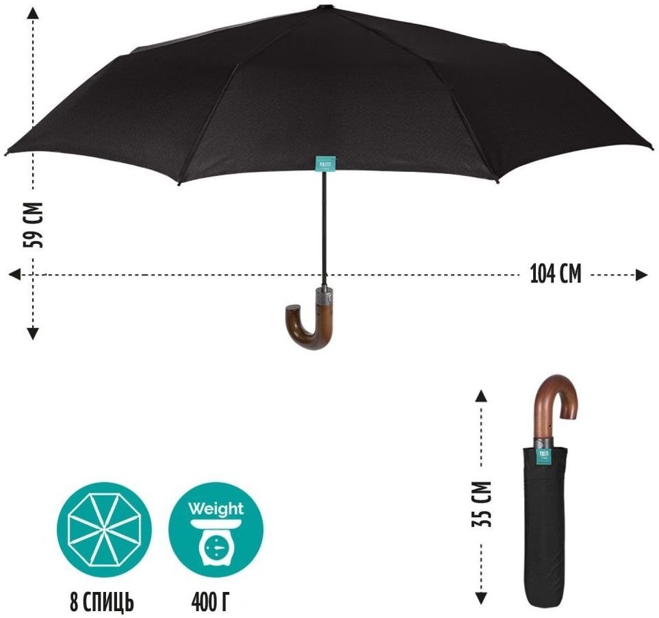 Зонт Schwarzwolf Time P26351 черный фото 