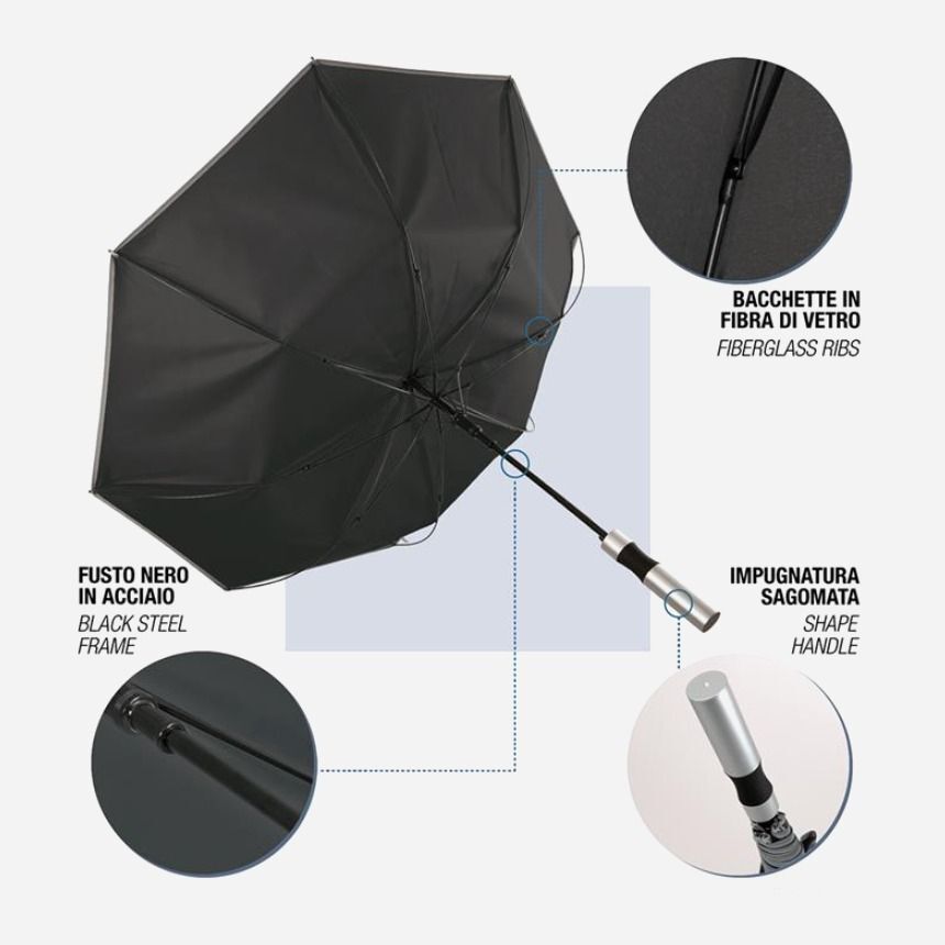 Парасоля-тростина Perletti Reflecting P96014-01 чорнафото