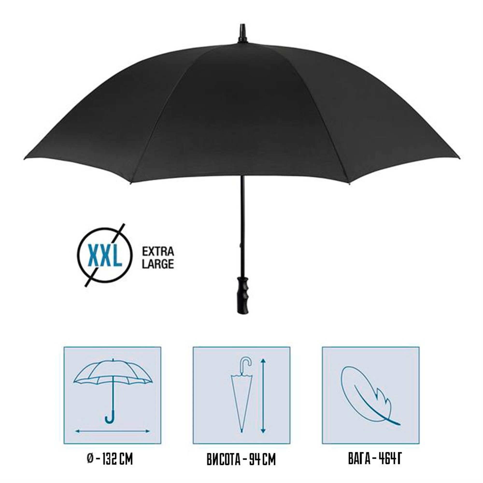 Парасоля-тростина Perletti Golf Xxl P96020-01 чорнафото