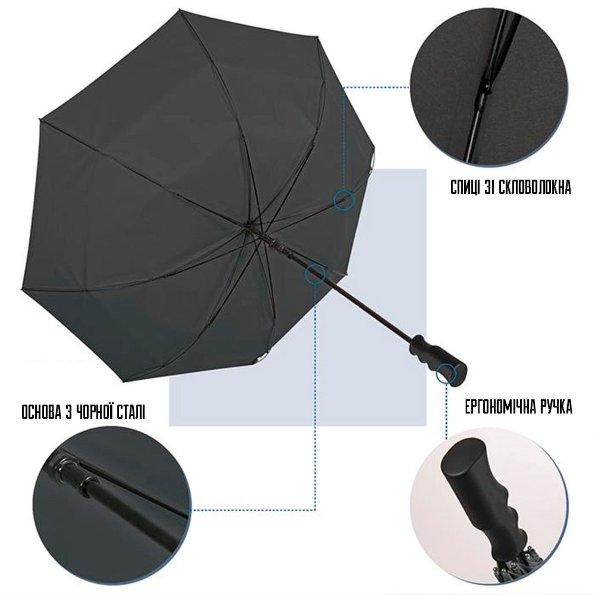 Парасоля-тростина Perletti Golf Xxl P96020-01 чорнафото