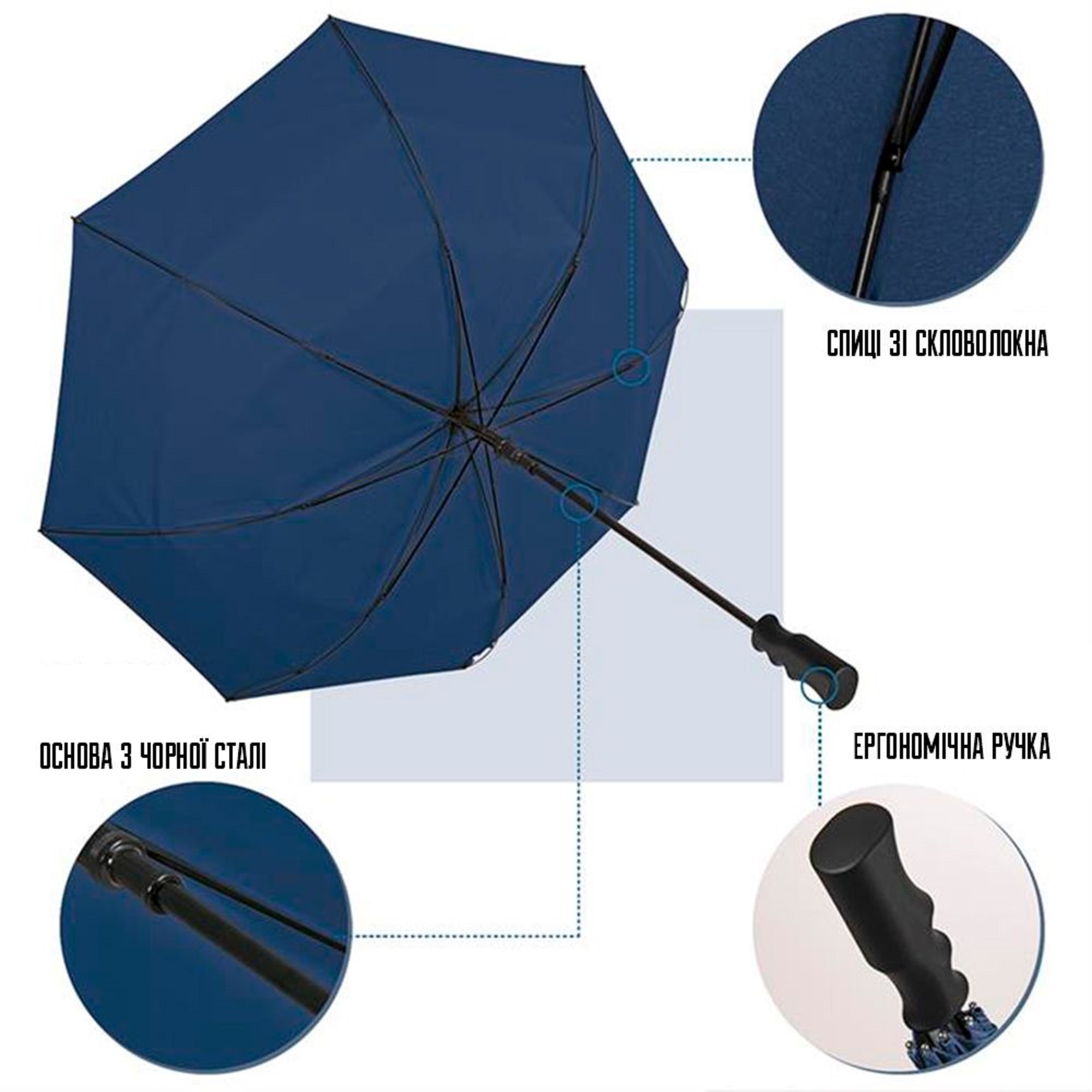 Парасоля-тростина Perletti Golf Xxl P96020-02 темно-синяфото