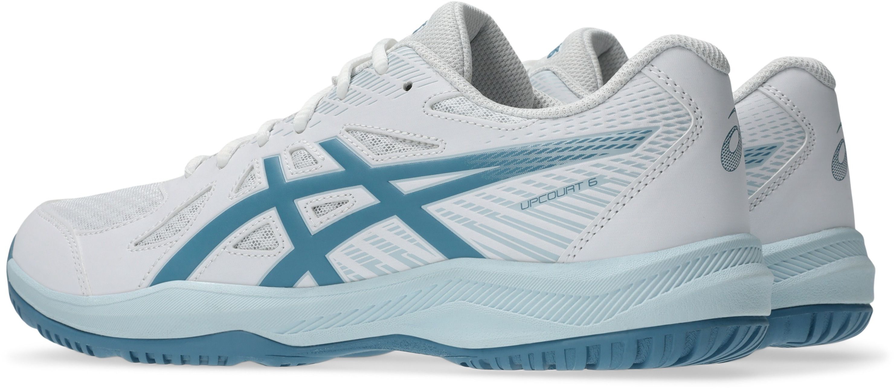 Кроссовки волейбольные мужские Asics Upcourt 6 1071A104-105 42 (8.5 US) белые/бирюзовые фото 