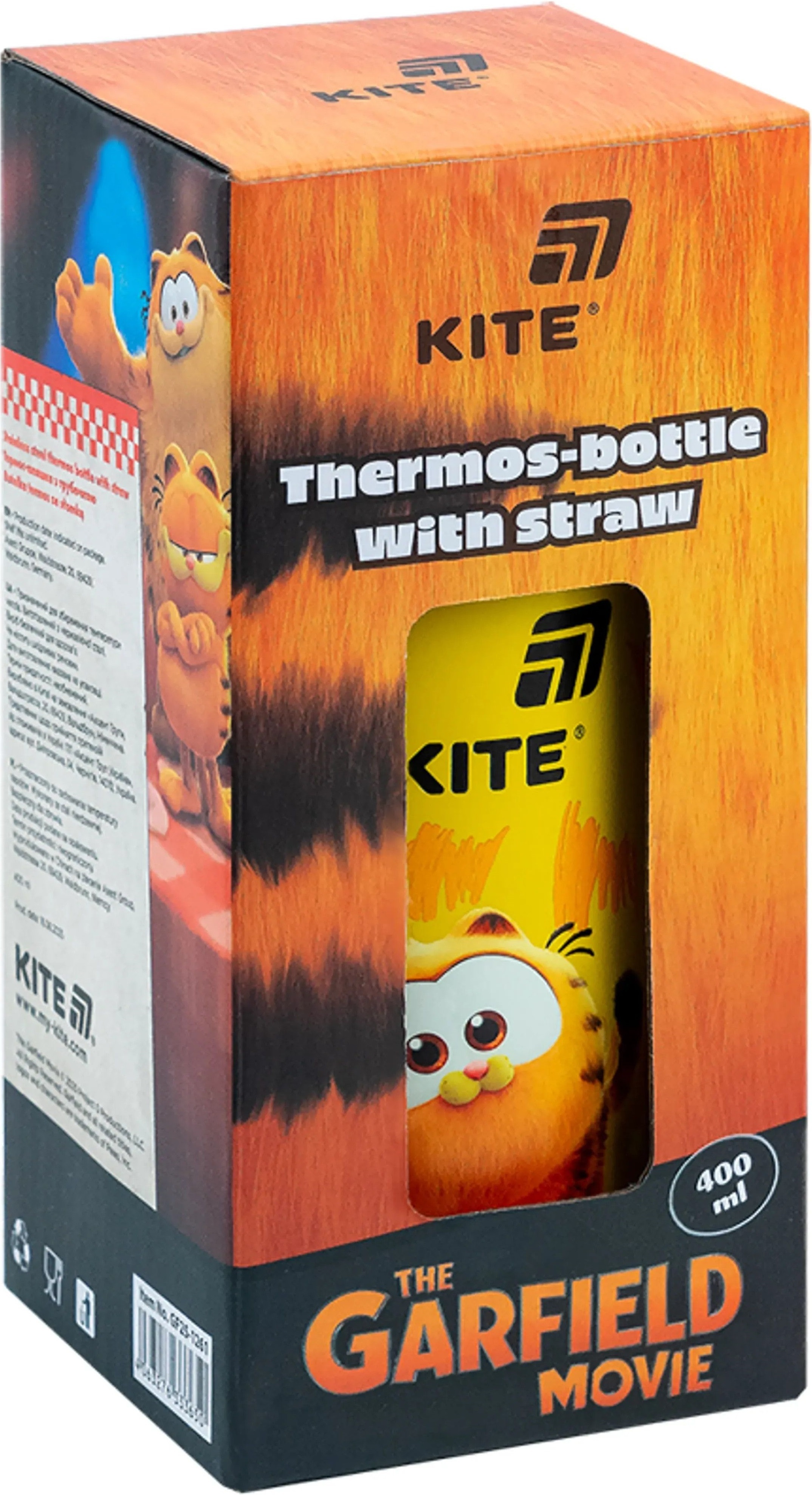 Термос Kite с трубочкой 400мл, Garfield, GF25-1261 фото 