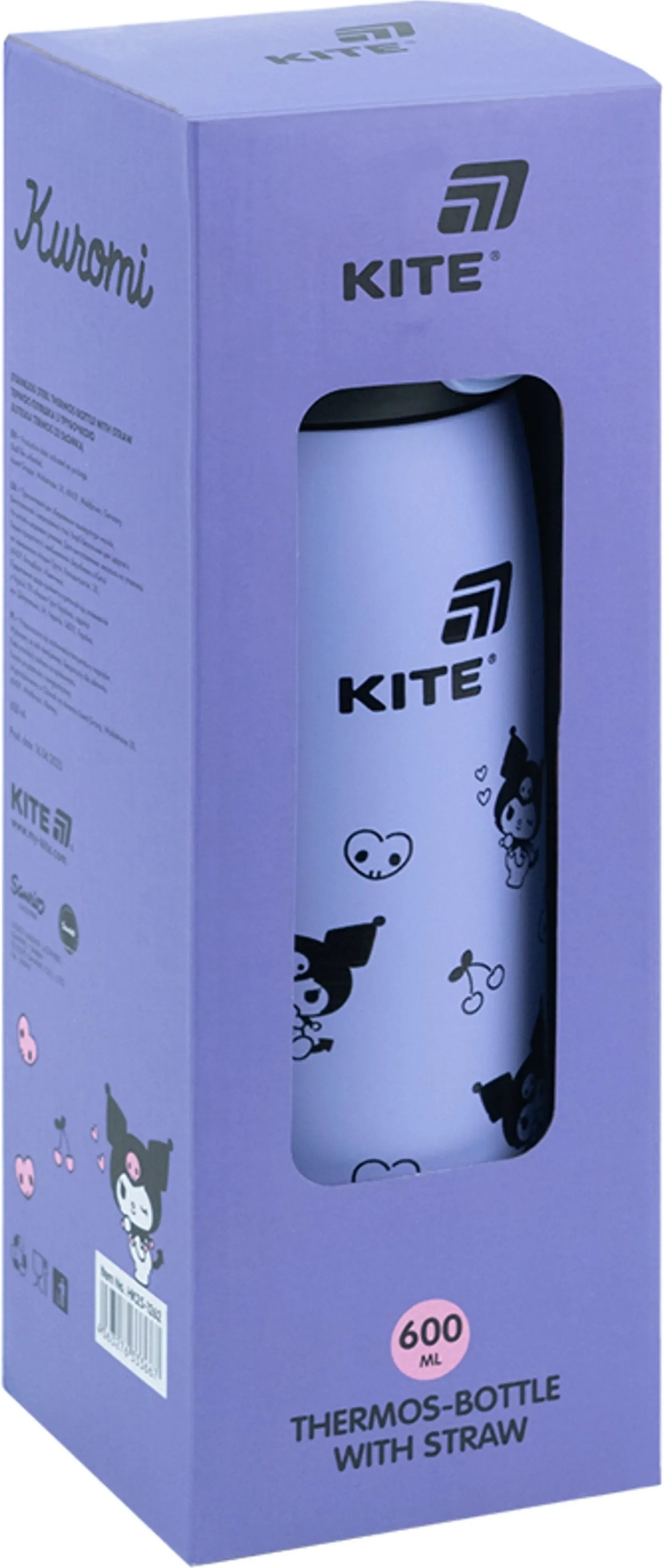 Термос Kite с трубочкой 600мл, Kuromi, HK25-1262 фото 