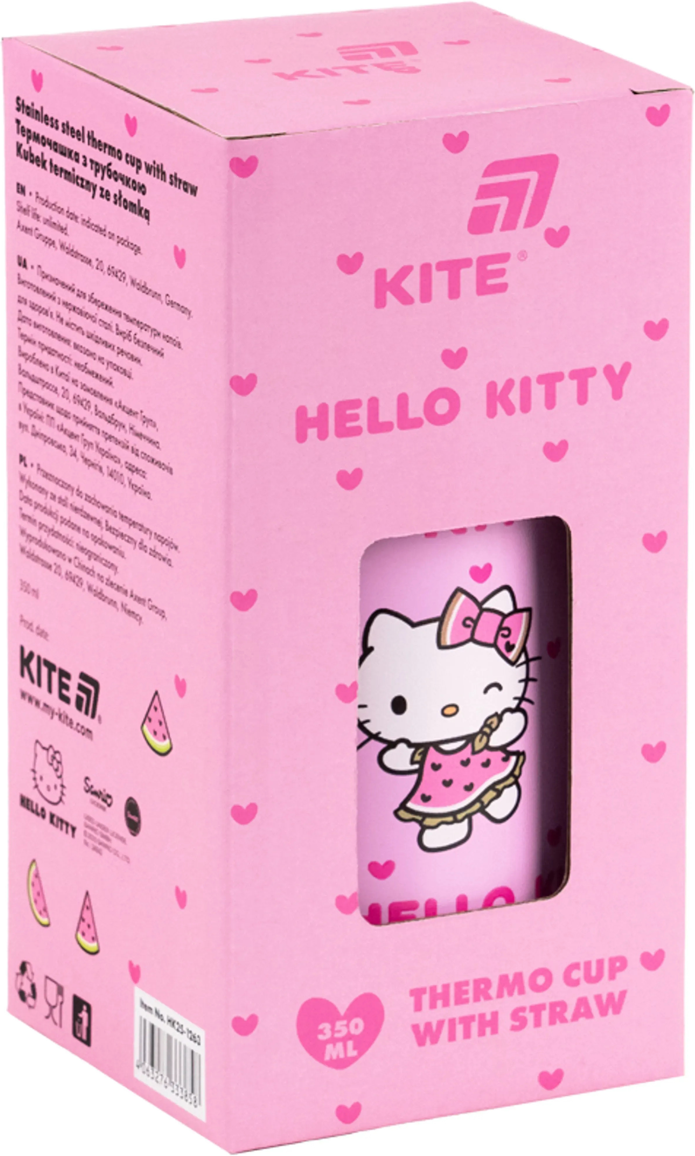 Термочашка с трубочкой Kite, 350мл Hello Kitty, HK25-1263 фото 