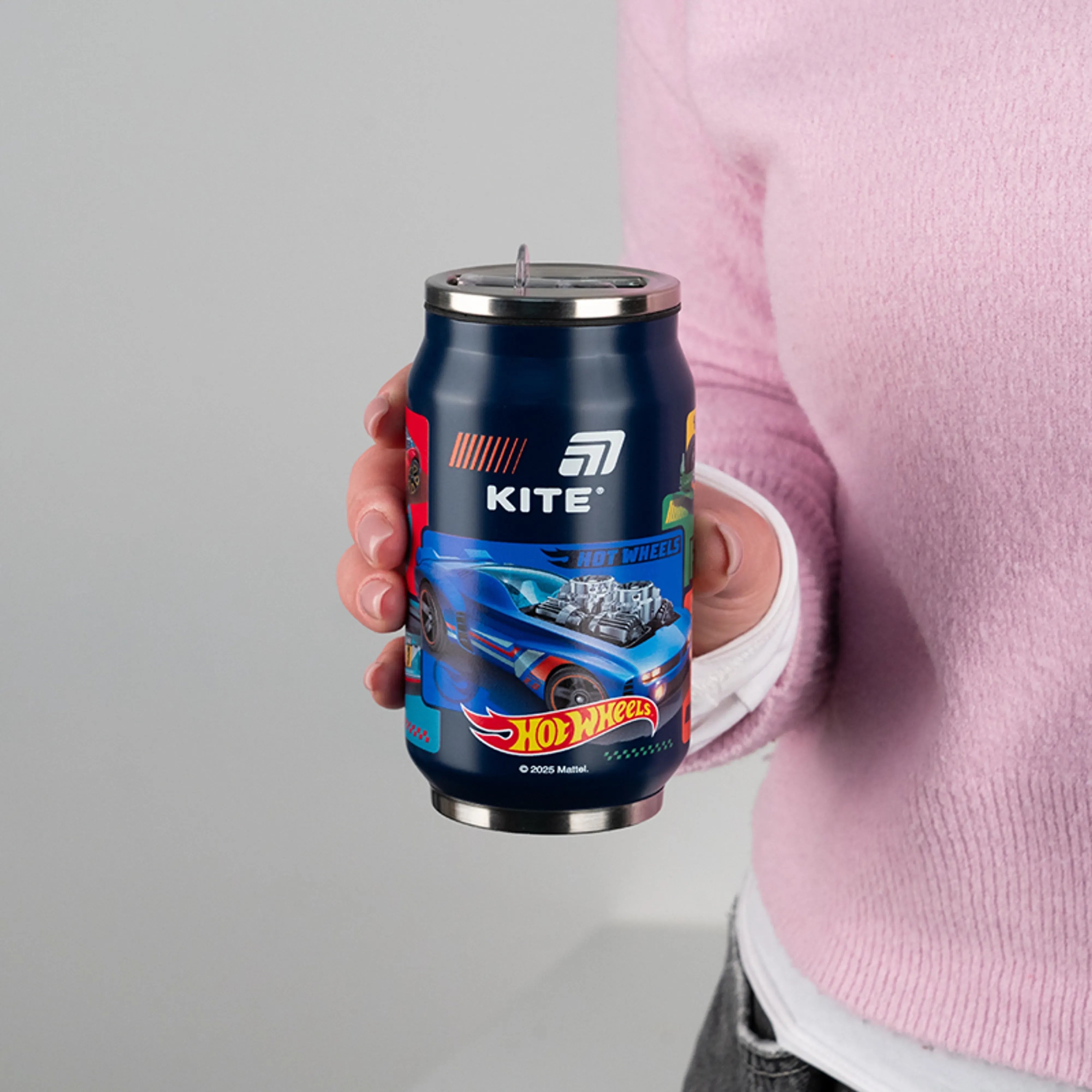 Термочашка с трубочкой Kite, 350мл Hot Wheels, HW25-1263 фото 