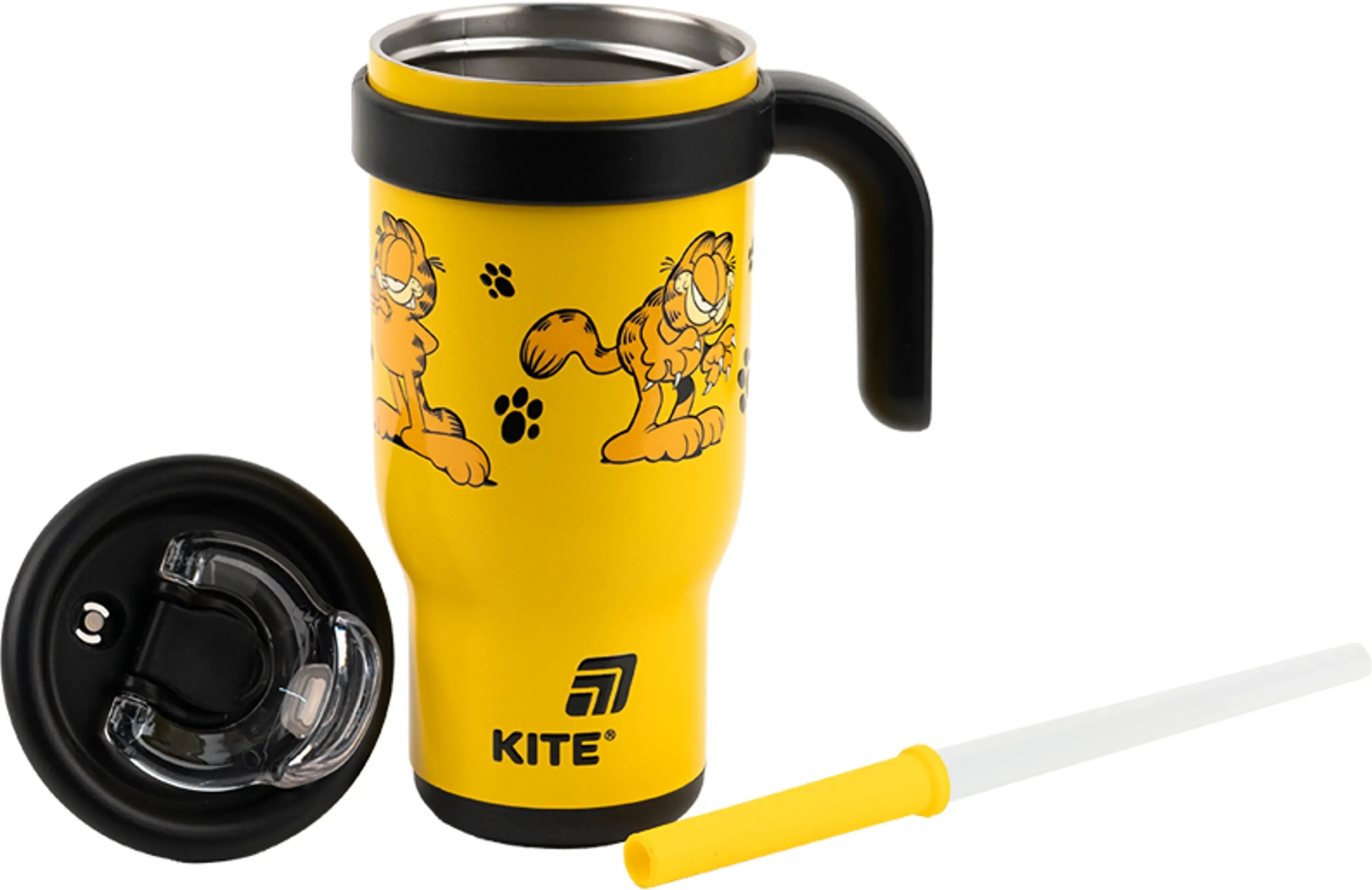 Термокружка с трубочкой Kite, 530мл, Garfield, GF25-1266 фото 