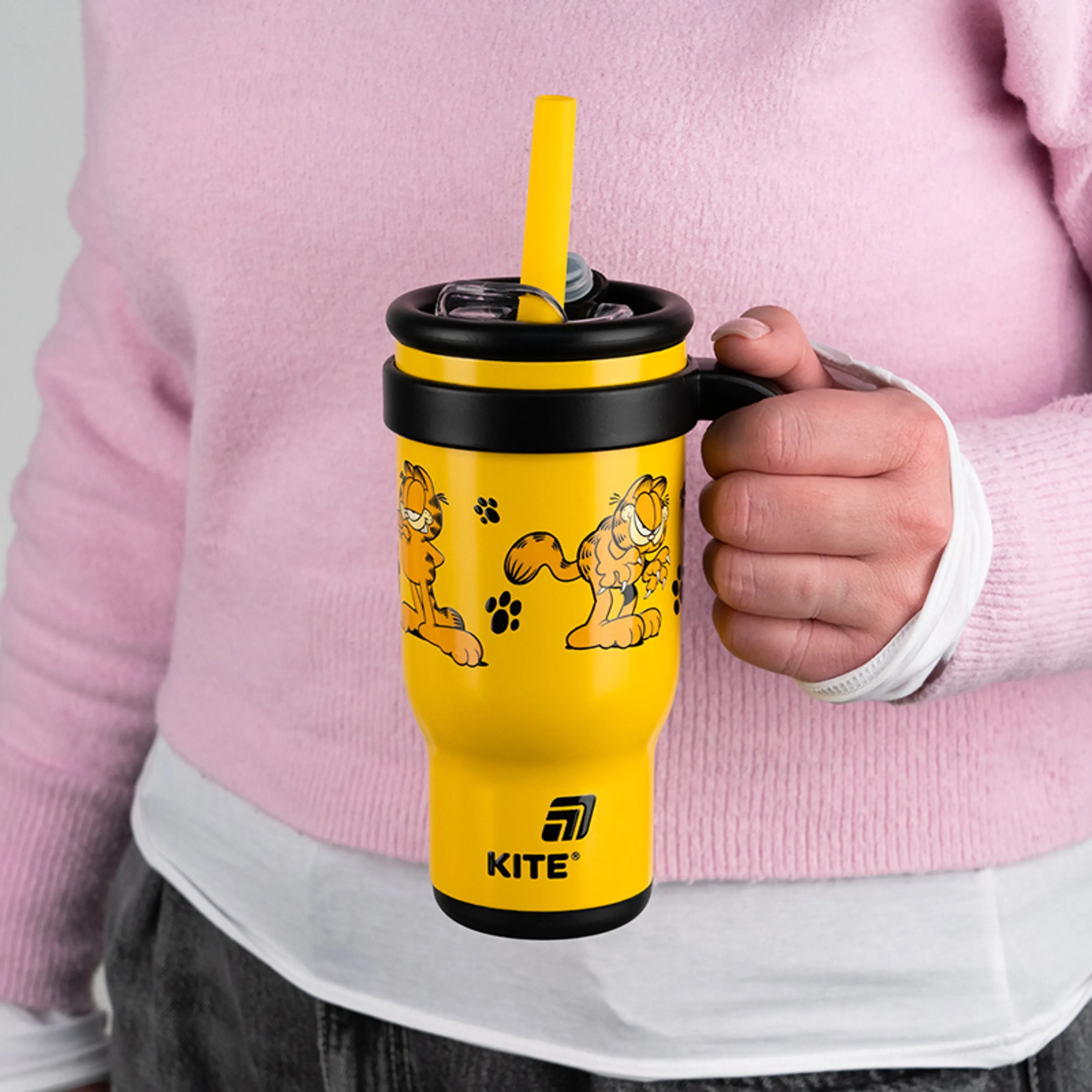 Термокружка с трубочкой Kite, 530мл, Garfield, GF25-1266 фото 