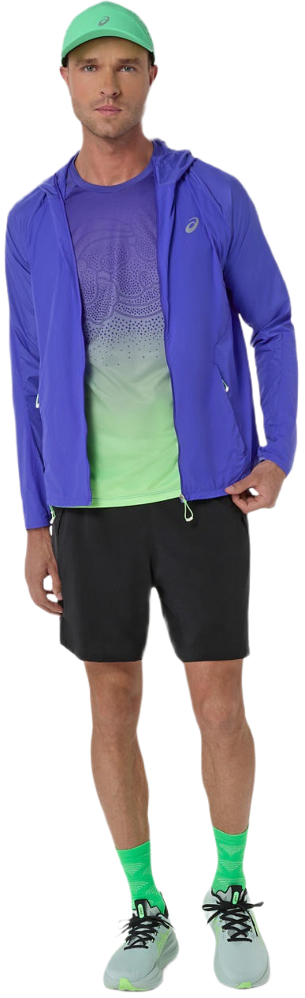 Ветровка спортивная мужская Asics Road Packable Jacket 2011D084-403 M темно-синяя фото 