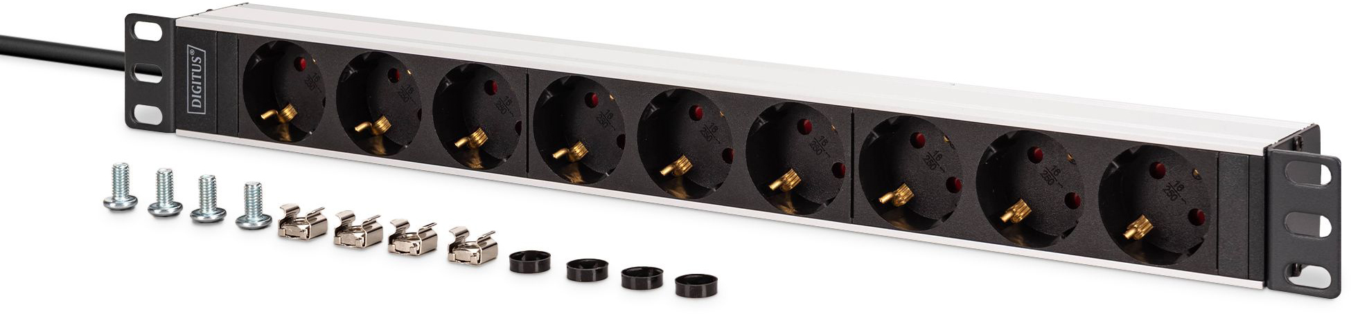 Устройство распределения электропитания DIGITUS 1U, 9xSchuko, 16A, 250V, вилка C20 (DN-95440) фото 