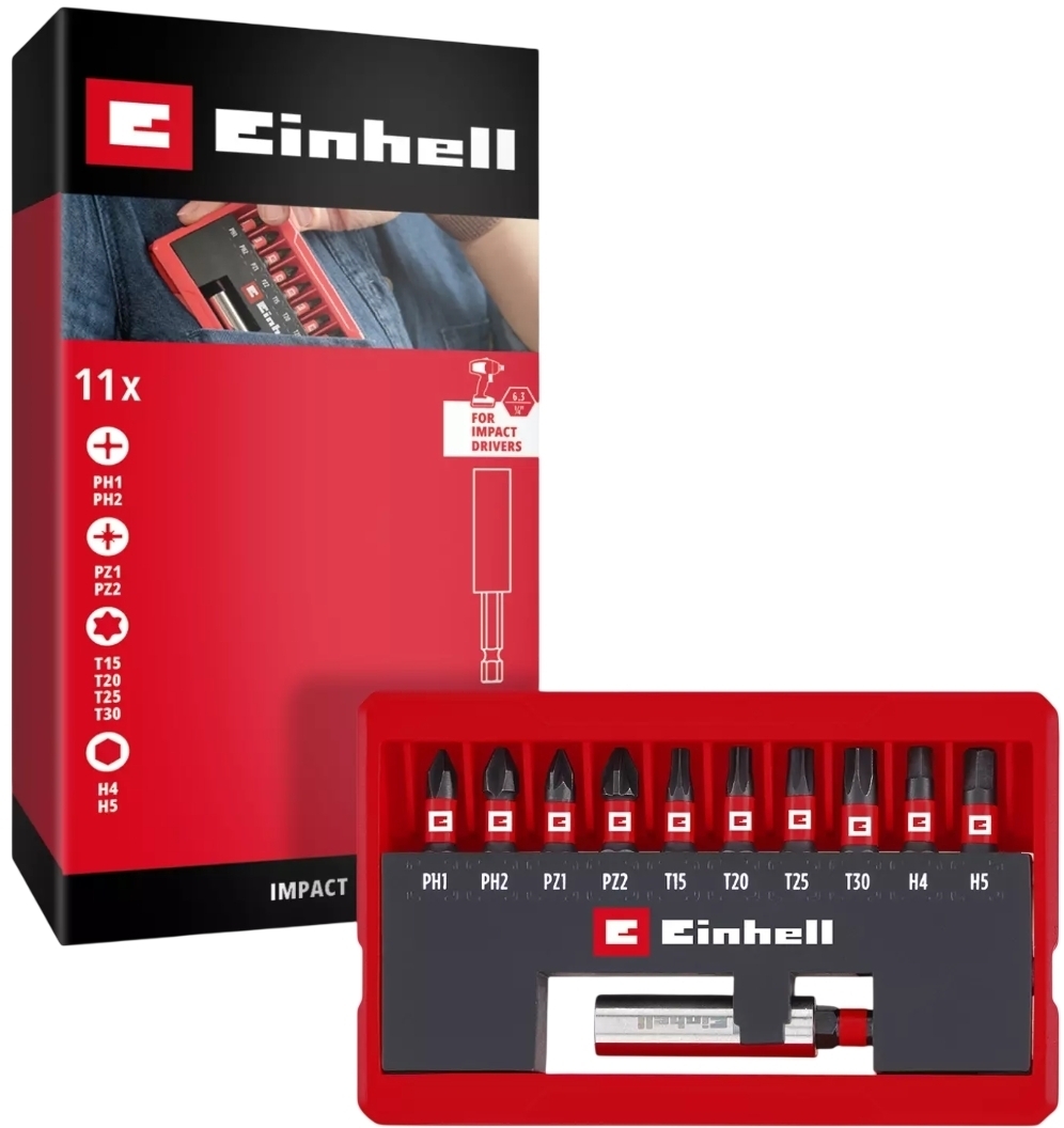 Набір ударних біт Einhell 25мм кейс 10шт (118673)фото