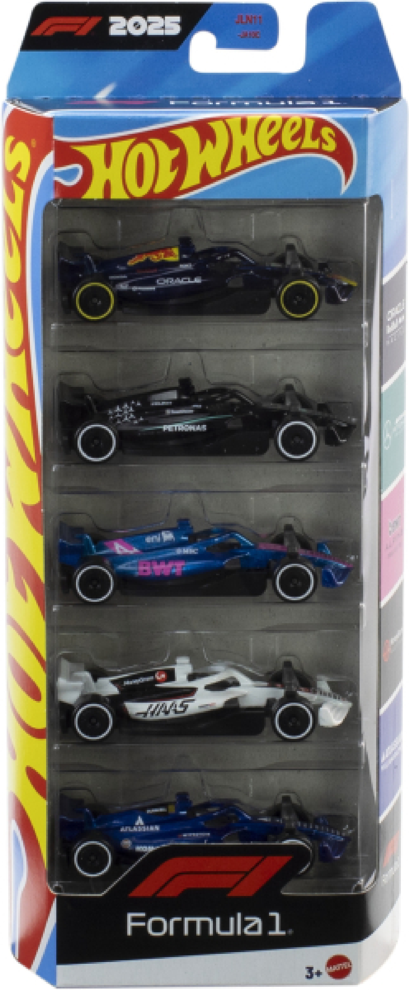 Набор из 5-ти базовых машинок Формула 1 Hot Wheels (JLN11) фото6