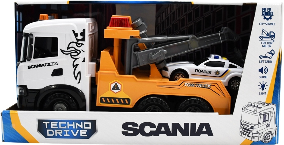 Ігровий набір серії Mid Truck – Евакуатор Scania з машиною поліції (3004KS)фото