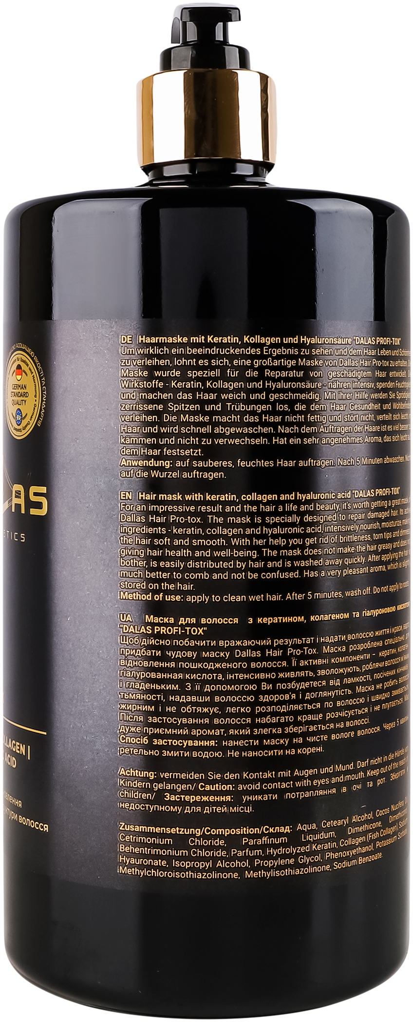 Маска для волосся Dalas з кератином, колагеном та гіалуроновою кислотою 900 млфото