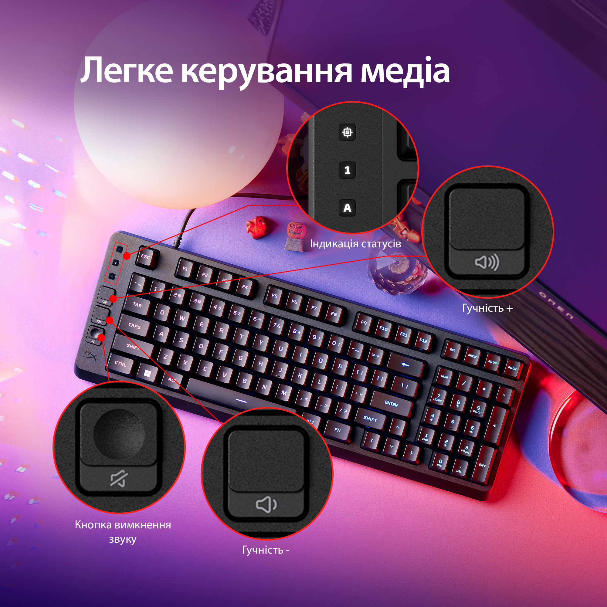 Игровая клавиатура HyperX Eve 1800 Black (B7JE0AA) фото 