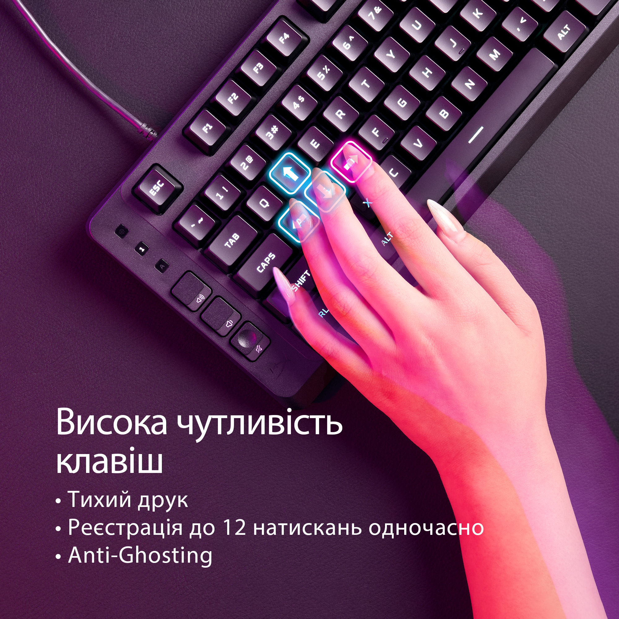 Игровая клавиатура HyperX Eve 1800 Black (B7JE0AA) фото 