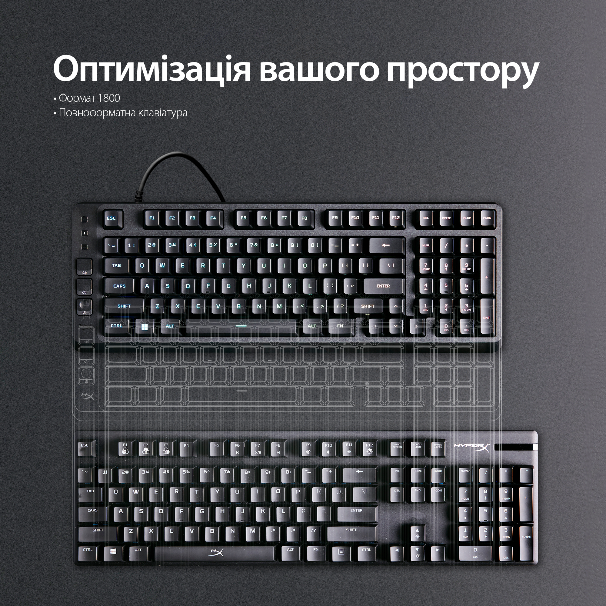Игровая клавиатура HyperX Eve 1800 Black (B7JE0AA) фото 