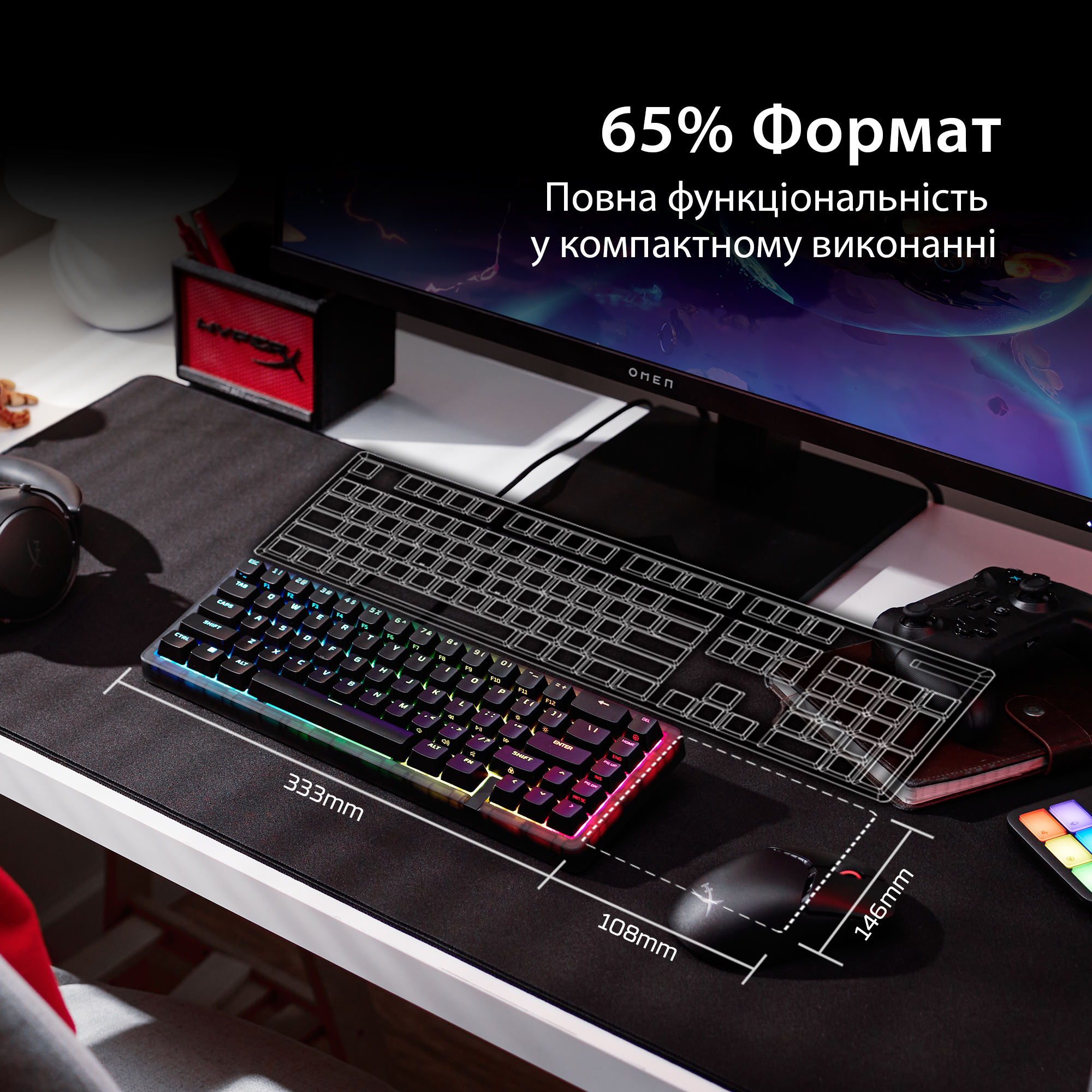Игровая клавиатура HyperX Origins 2 65 HX Red USB Black (B4QS3AA) фото 17