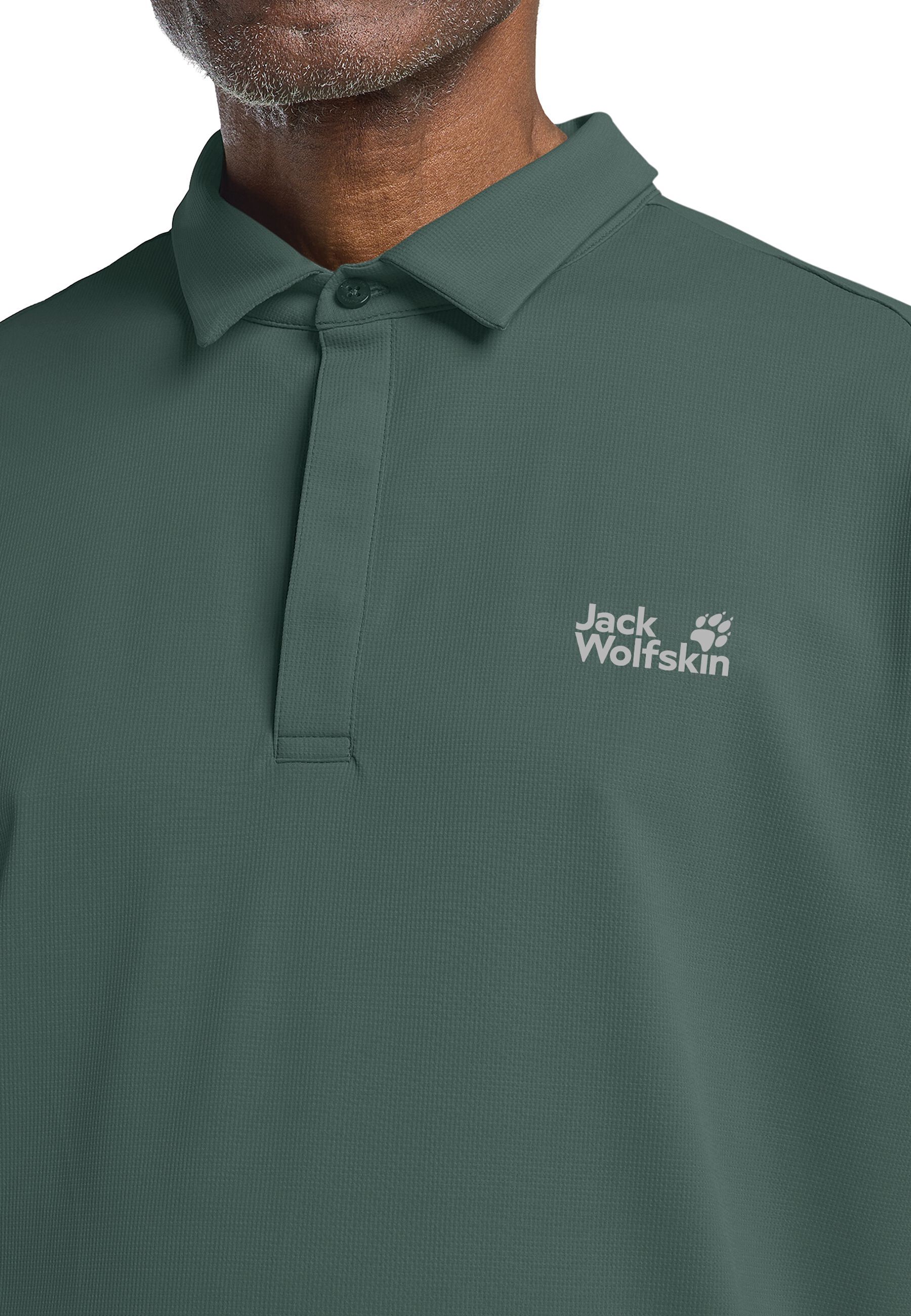 Поло спортивное мужское Jack Wolfskin Delgami Polo M 1809801_E0271 S зеленое фото 