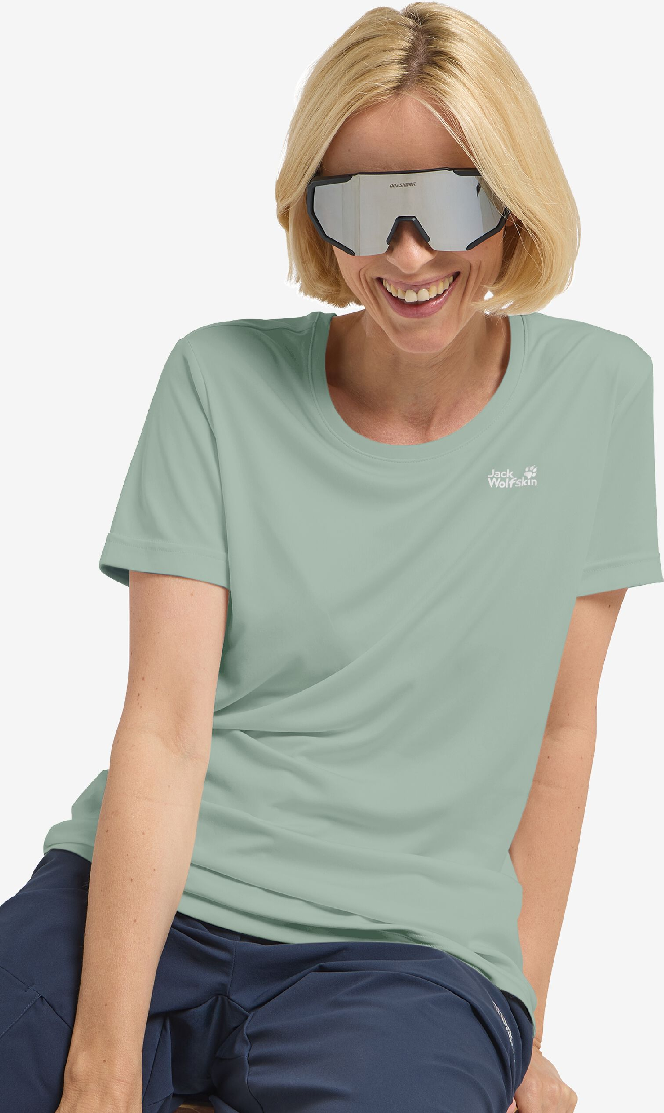 Футболка спортивная женская Jack Wolfskin Tech T W A63294_E0272 XS зеленая фото 