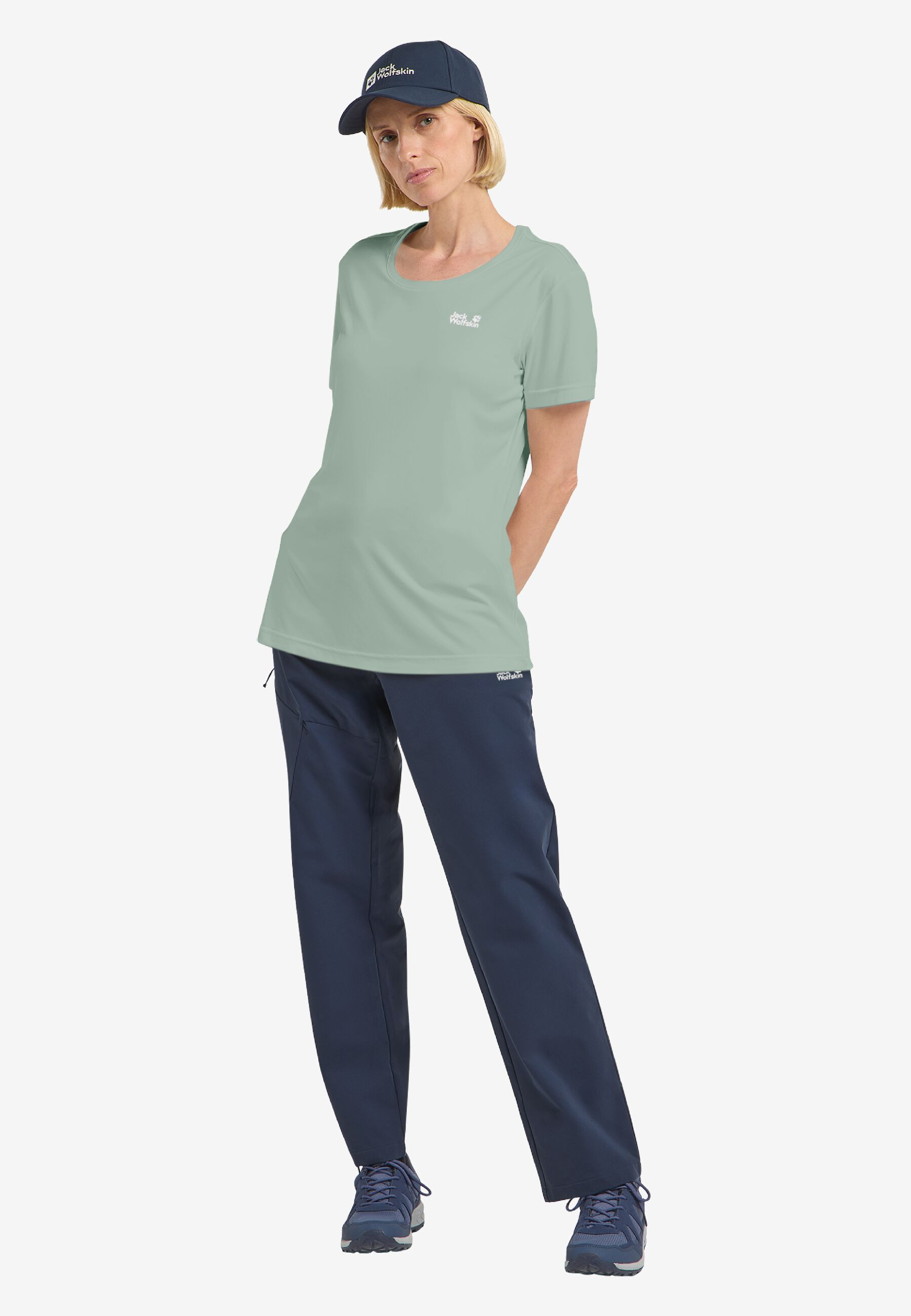 Футболка спортивная женская Jack Wolfskin Tech T W A63294_E0272 M зеленая фото 