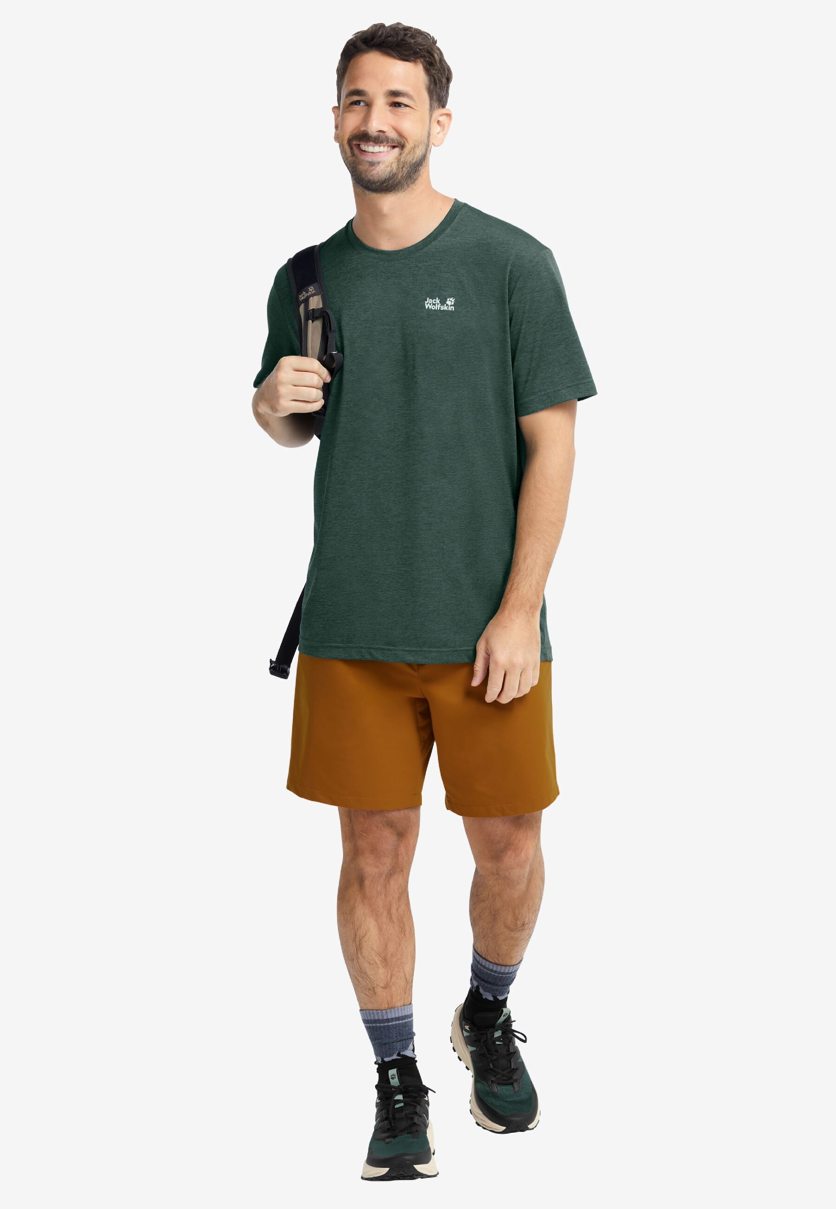 Футболка спортивная мужская Jack Wolfskin Wildtrail T M A65790_E0271 2XL зеленая фото 