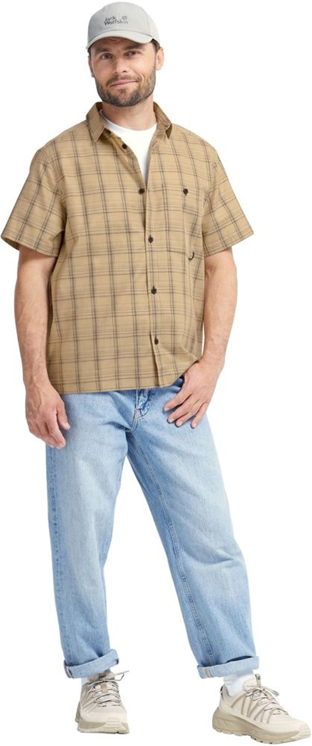 Сорочка з коротким рукавом чоловіча Jack Wolfskin Hot Trail Shirt M A65906_7778 3XL бежевафото