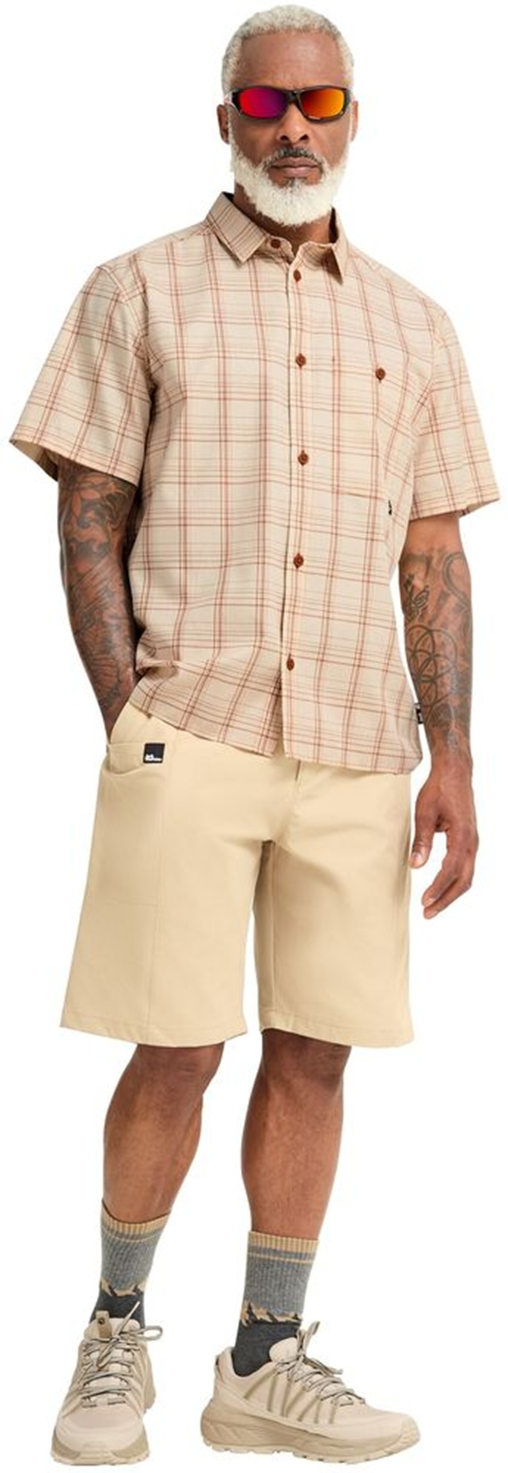 Сорочка з коротким рукавом чоловіча Jack Wolfskin Hot Trail Shirt M A65906_T0384 2XL бежевафото