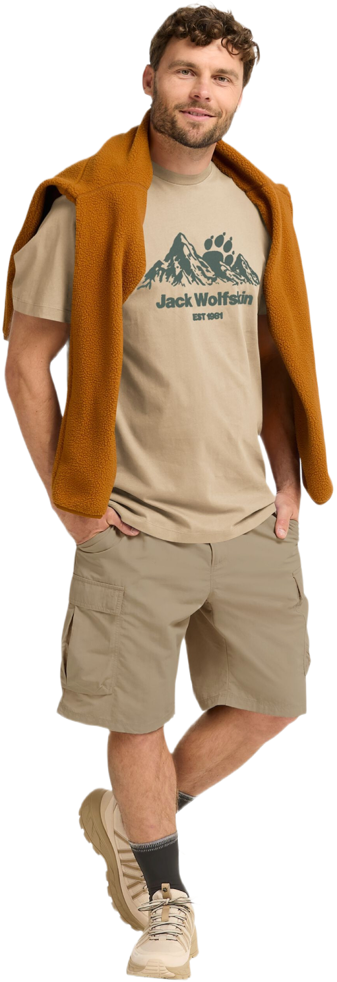 Футболка мужская Jack Wolfskin Carefree T M A66090_T0468 XL бежевая фото 