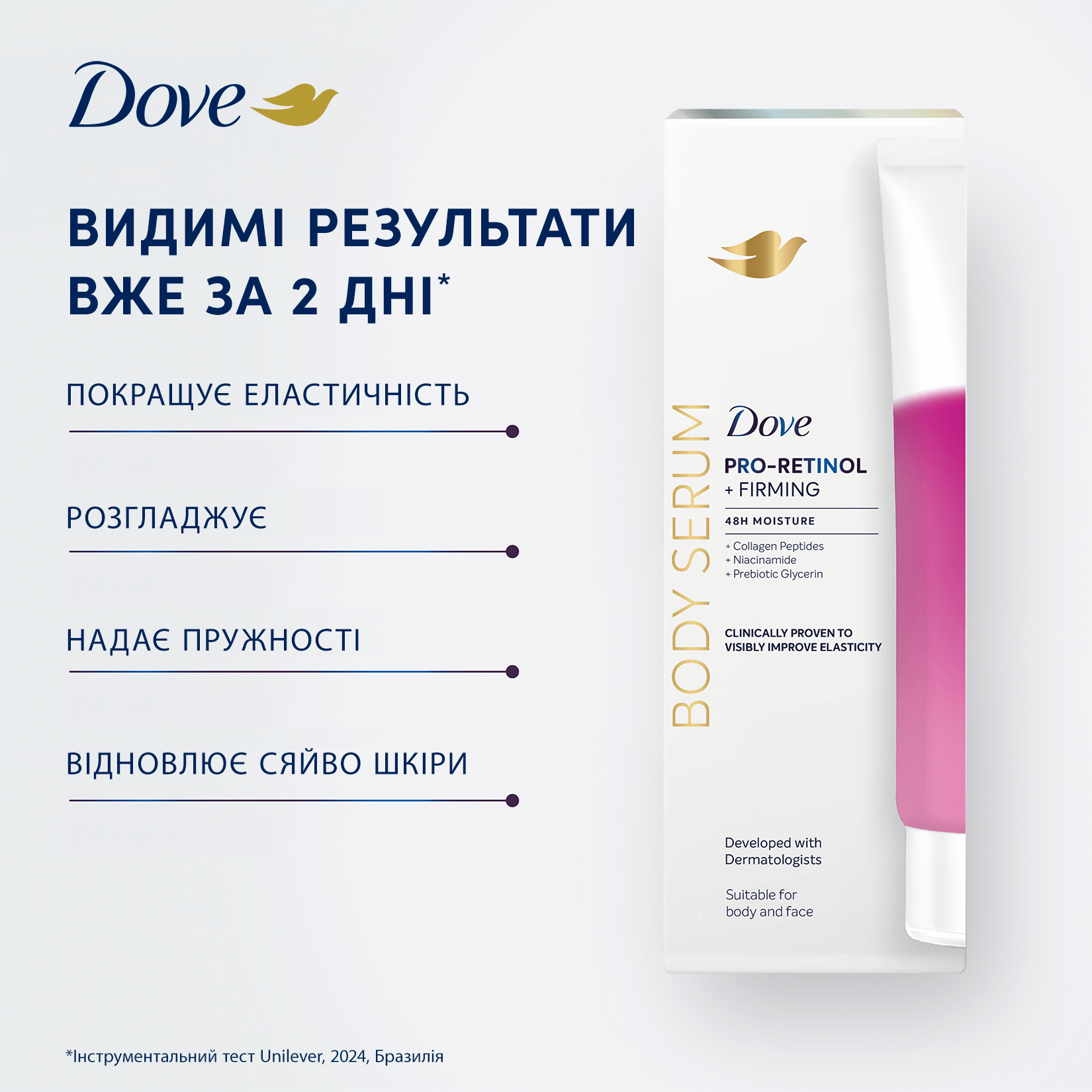 Сироватка для тіла Dove Cream Serum Pro-Retinol + Firming 48H Moisture для еластичності шкіри з про-ретинолом 200 мл фото6