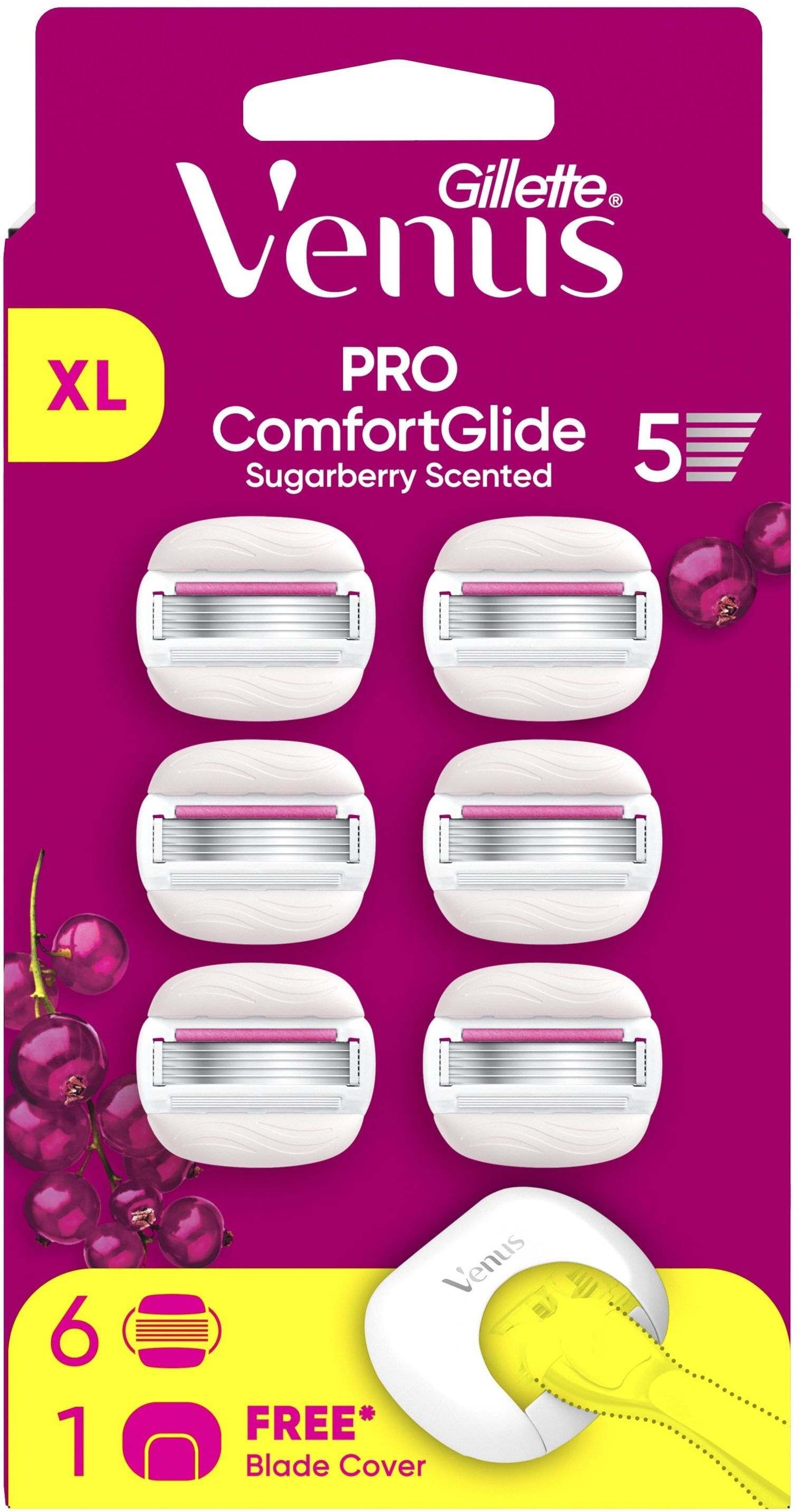 Змінні картриджі для гоління Gillette Venus Pro ComfortGlide Sugarberry З запахом солодких ягід 6 шт + чохол для лезфото