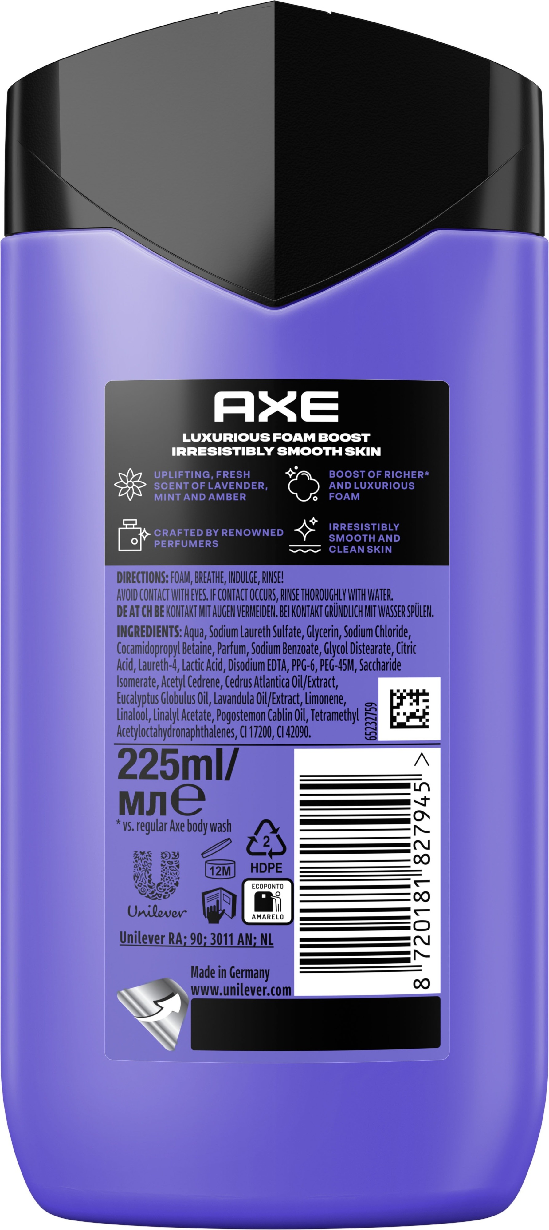 Гель для душа Axe Fine Fragrance Blue Lavender 225 мл фото 2