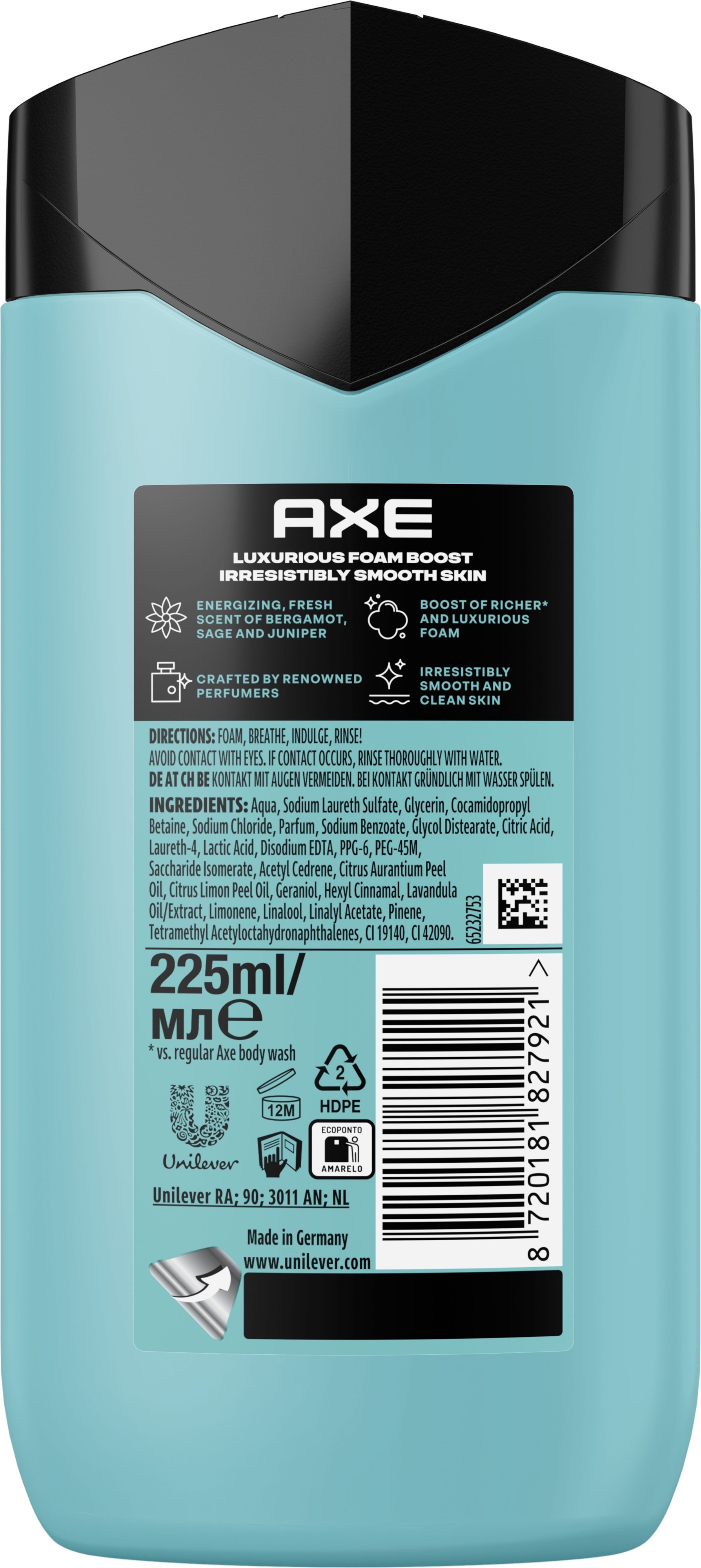 Гель для душа Axe Fine Fragrance Aqua Bergamot 225 мл фото 