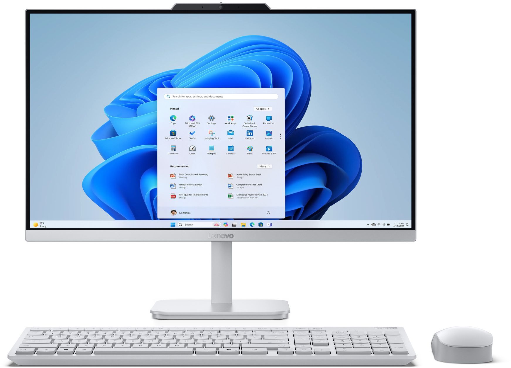 Моноблок 23.8" LENOVO A100 Cloud Grey (F0JN002UUO) фото 
