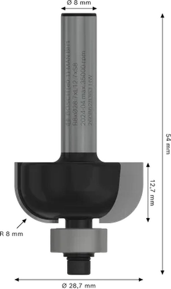 Фреза галтельна профільна Е Bosch Professional Std S8 R8 D28.7 L13 (2.608.628.363) фото2