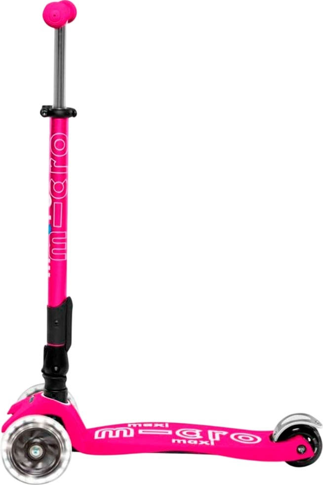 Самокат Micro серии Maxi Deluxe LED – Розовый (сложный, до 50 kg, трехколесный, свет) фото 