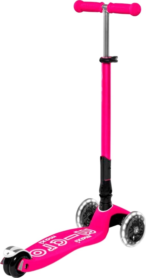 Самокат Micro серии Maxi Deluxe LED – Розовый (сложный, до 50 kg, трехколесный, свет) фото 