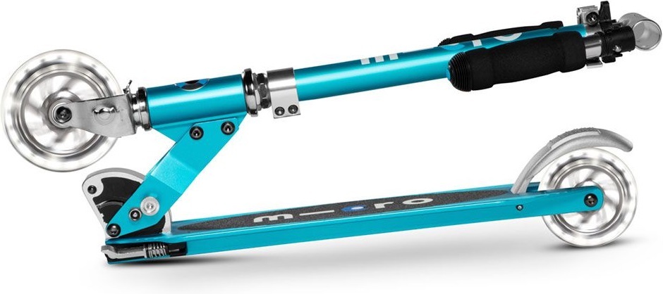 Самокат Micro серии Sprite LED – Голубой Океан (до 100 kg, двухколесный, свет) фото 