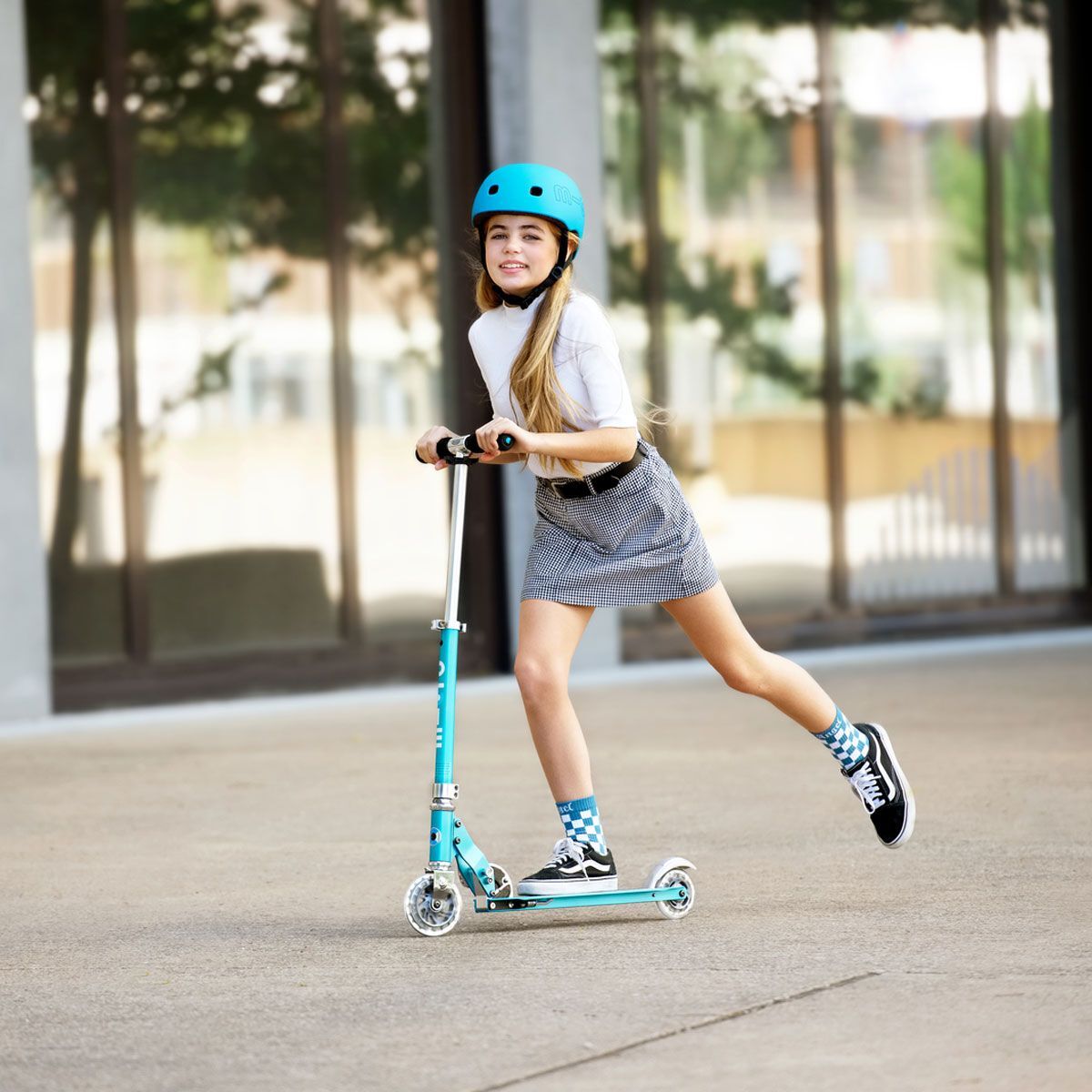 Самокат Micro серии Sprite LED – Голубой Океан (до 100 kg, двухколесный, свет) фото 