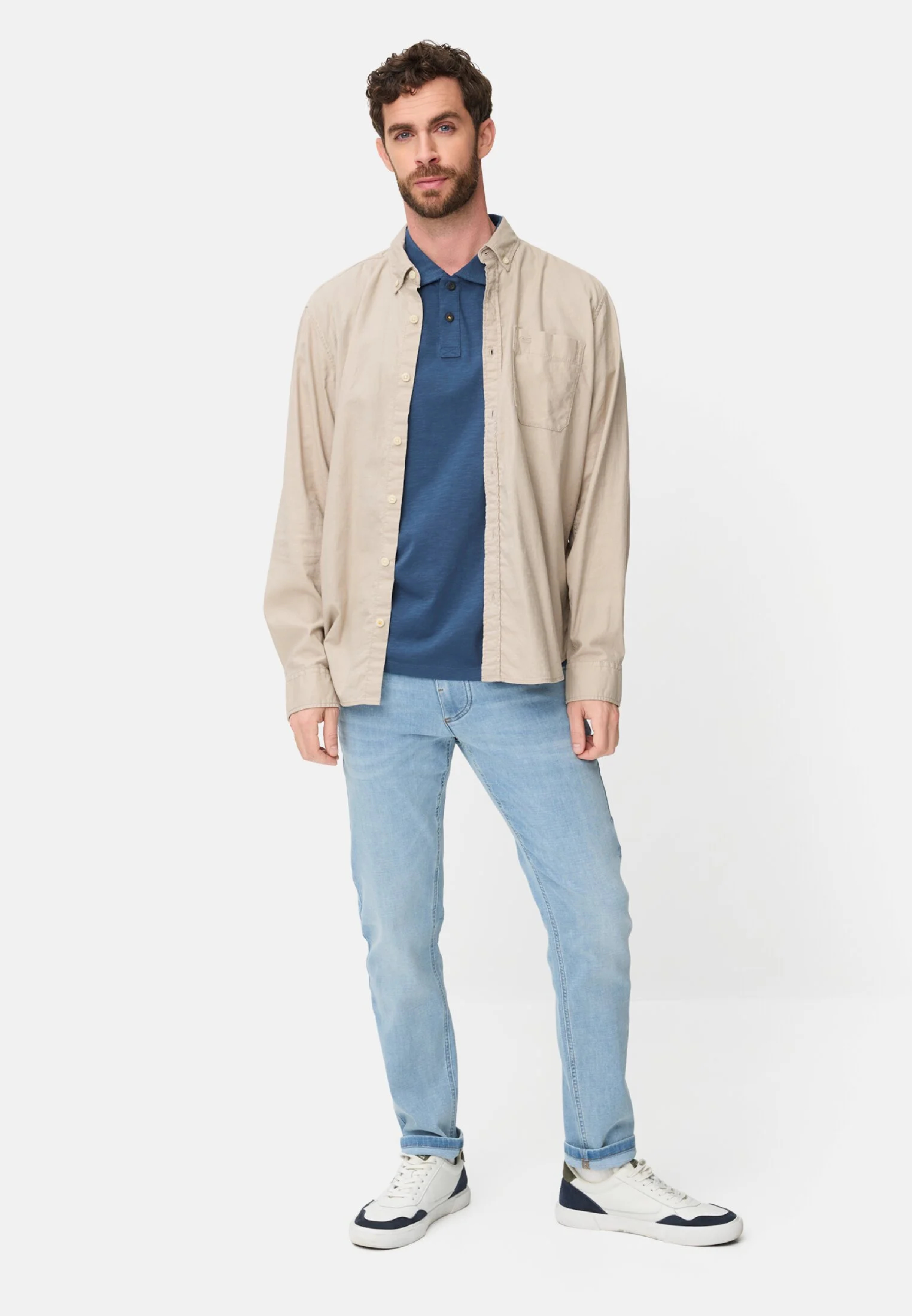 Поло мужское Camel Active Polos 1/2 sleeves 409920-7P08-44 M голубое фото 